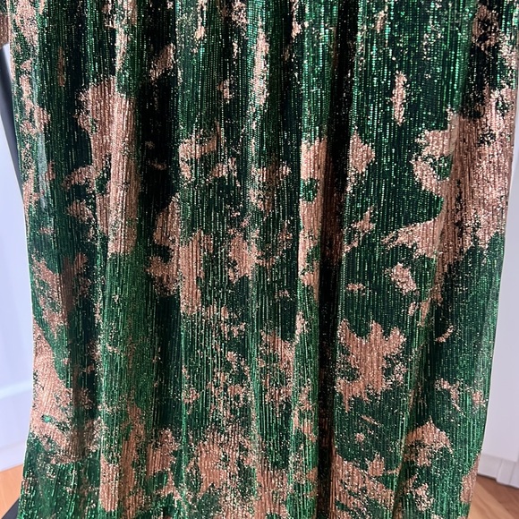 Ba&sh Maxi Green Gold Metallic Dress - Picture 3 of 6